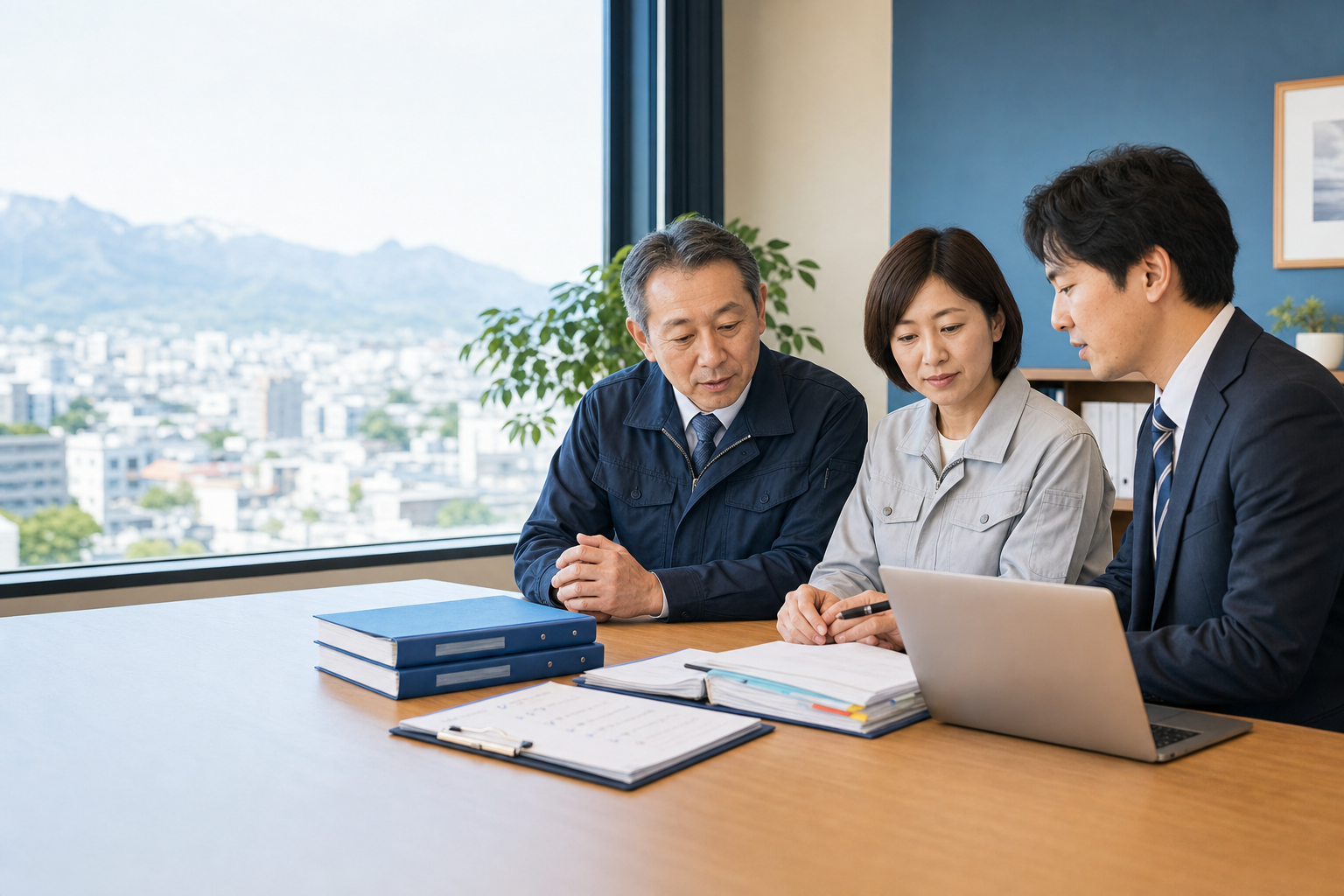 高崎の中小企業で労務資料を確認する経営者と専門家